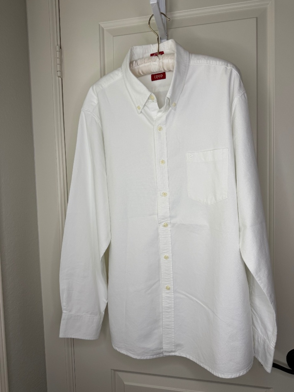 IZOD Luxury Sport White Slim Fit Long Sleeve Button-Down Shirt Size XL